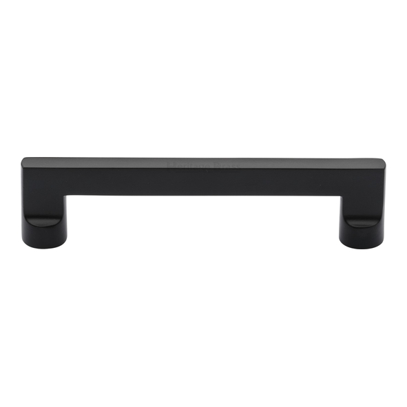 C0345 128-BKMT • 128 x 147 x 35mm • Matt Black • Heritage Brass Trident Cabinet Pull Handle